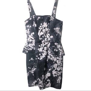 H&M Womens Dress Size 6 Gray Floral Career Peplum Structured Sleeveless Short